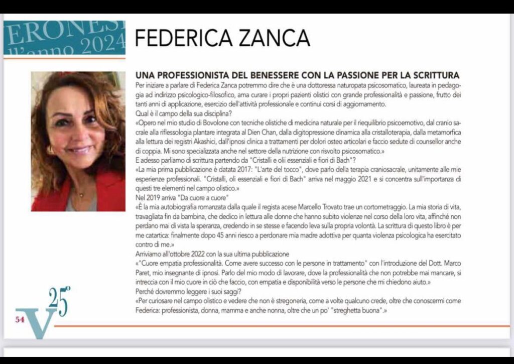 Federica Zanca nell’ annuario dei Veronesi dell’anno 2024